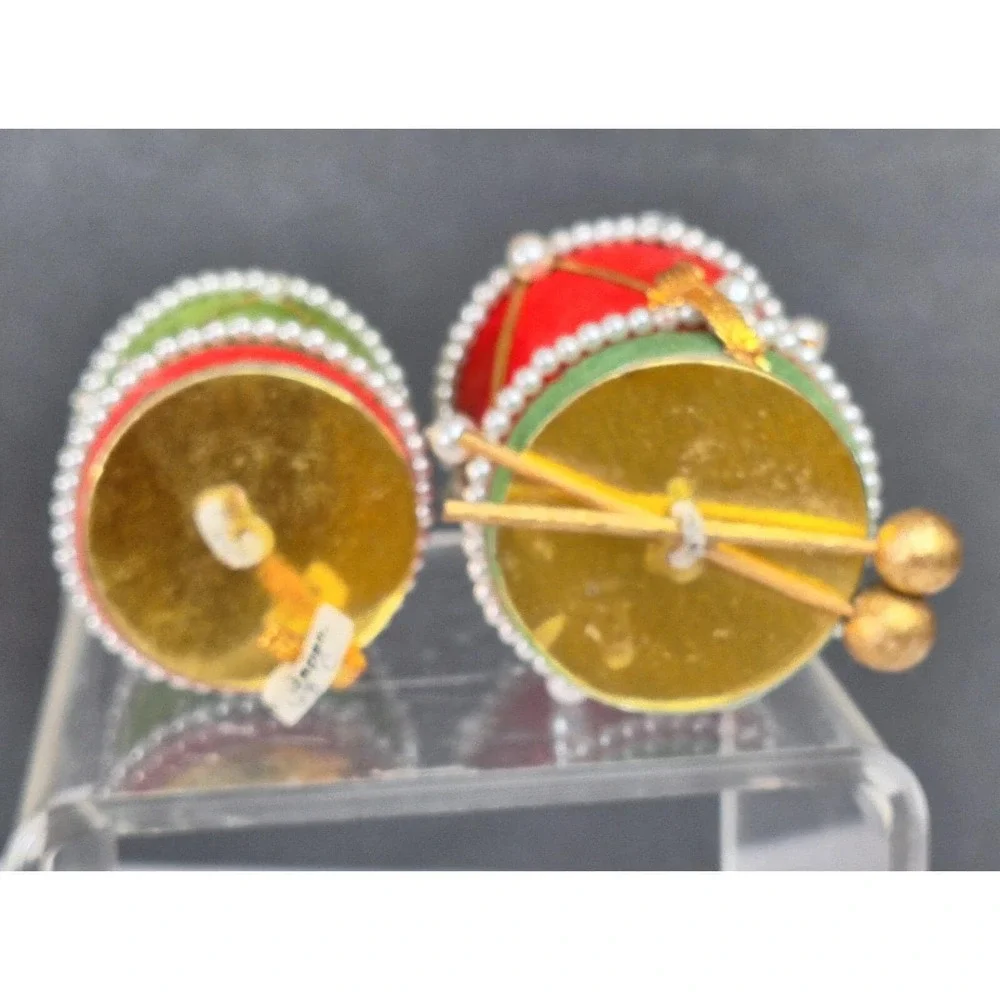 Lot Of 2 Made In‎ Japan Xmas Cardboard Drum Ornaments